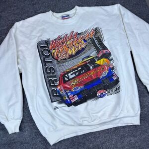 VTG Y2K Hanes‎ Bristol Motor Speedway Fastest 1/2 Mile Graphic Sweatshirt Mens